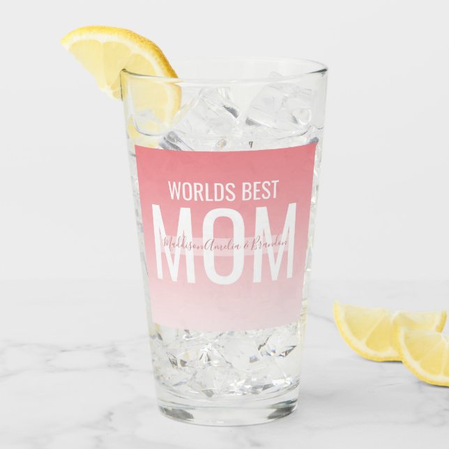Stylish Ombre Worlds Best Mum Glass (Front Ice)