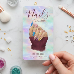 Stylish Opal Manicurist Artist Modern Nail Salon Business Card