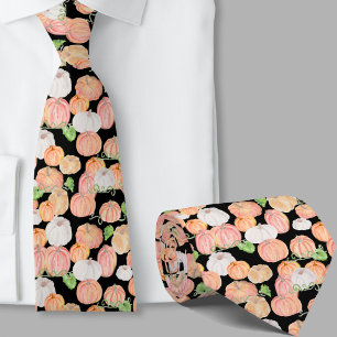 Stylish orange and black pumpkins pattern tie