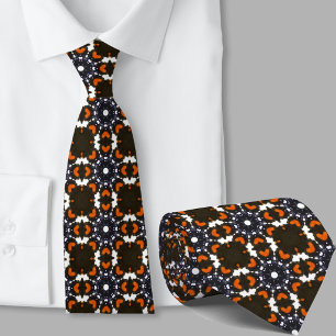 Stylish orange and black retro pattern tie
