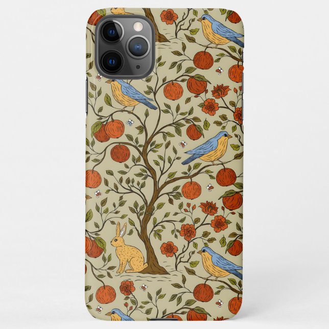 Stylish Orange Apples on Brown Trees Design iPhone Case (Back)