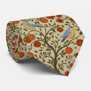 Stylish Orange Apples on Brown Trees Design Tie