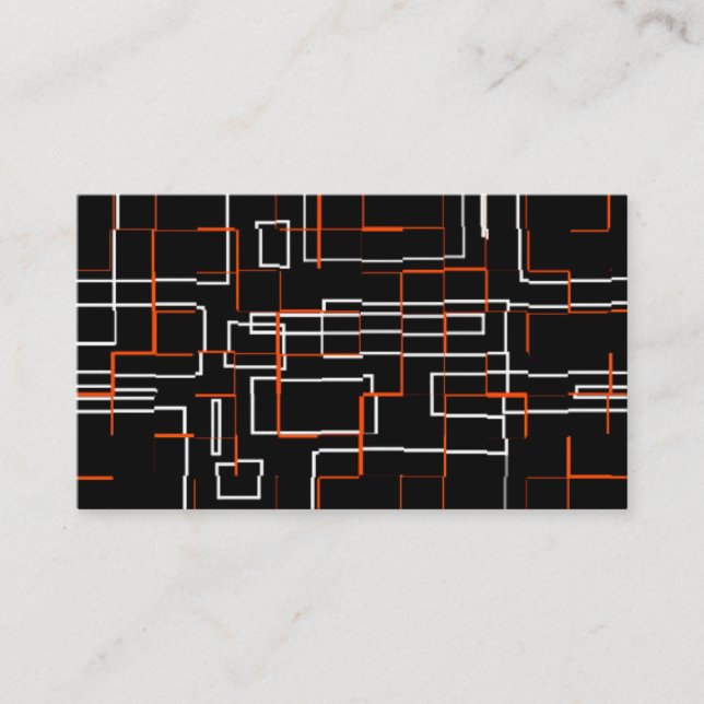 Stylish Orange Black Pattern Business Card (Front)