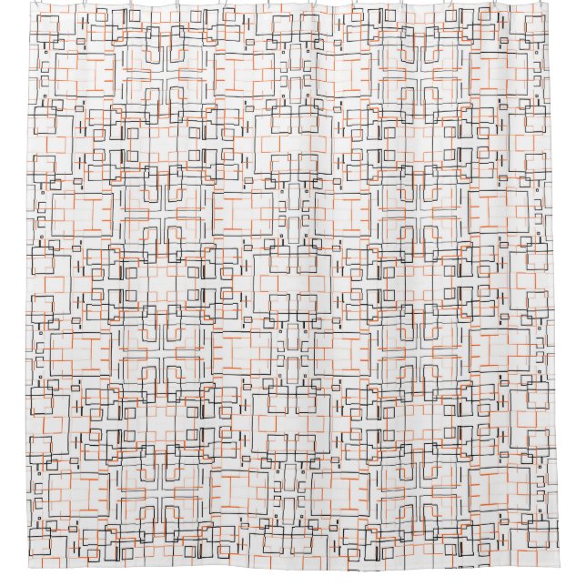 Stylish Orange Black Pattern  Shower Curtain (Front)