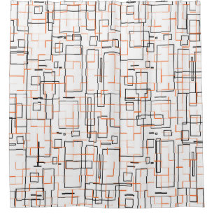 Stylish Orange Black Pattern Shower Curtain