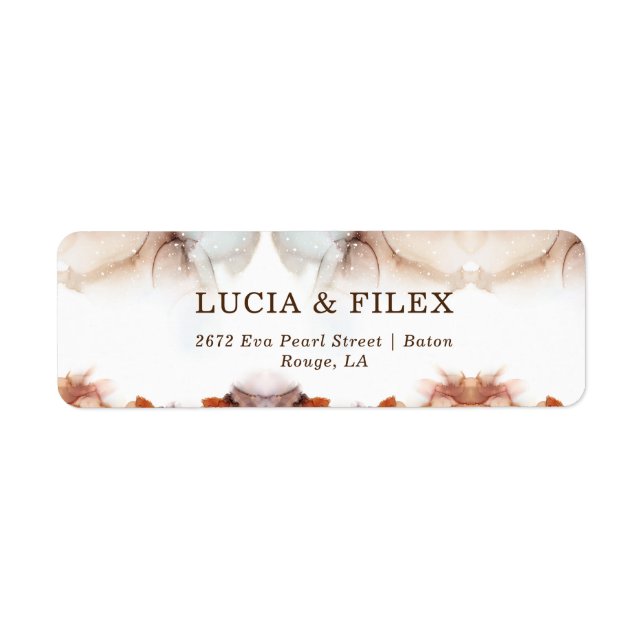 Stylish Orange Dreamy Ink Return Address Label (Front)