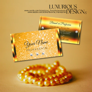 Stylish Orange Glitter Luminous Stars Rhinestones Business Card
