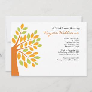 Stylish Orange & Green Tree Bridal Shower Invite