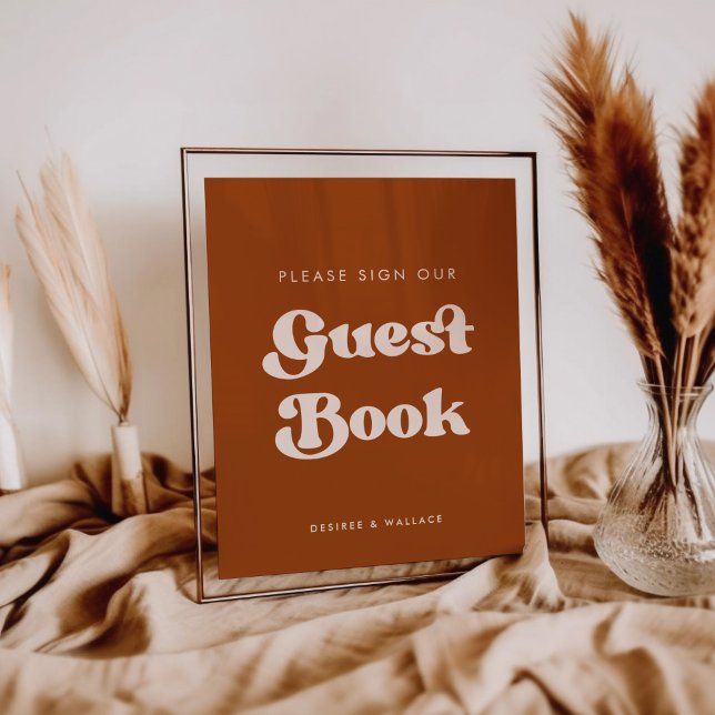 Stylish Orange Sign our guest book wedding sign (Creator Uploaded)