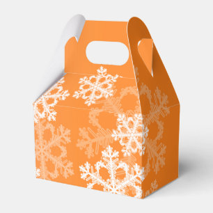 Stylish Orange Snowflakes Modern Christmas pattern Favour Box