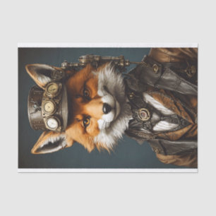 Stylish Orange Steampunk Fox Tissue Paper