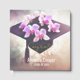 Stylish Orchids Graduation Foil Guestbook
