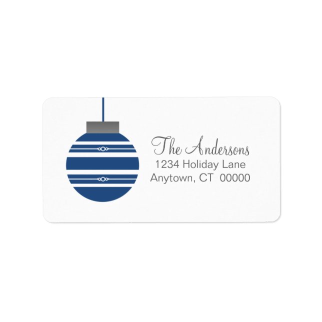 Stylish Ornament Holiday Address Labels Royal Blue (Front)