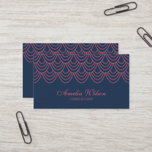 Stylish Outline Pink and Blue Geometric Pattern Business Card
