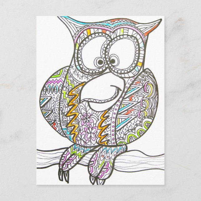 Stylish Owl - Abstract Art Postcard (Front)