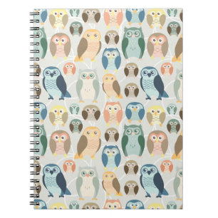 Stylish Owl Pattern- complementary colours Notebook