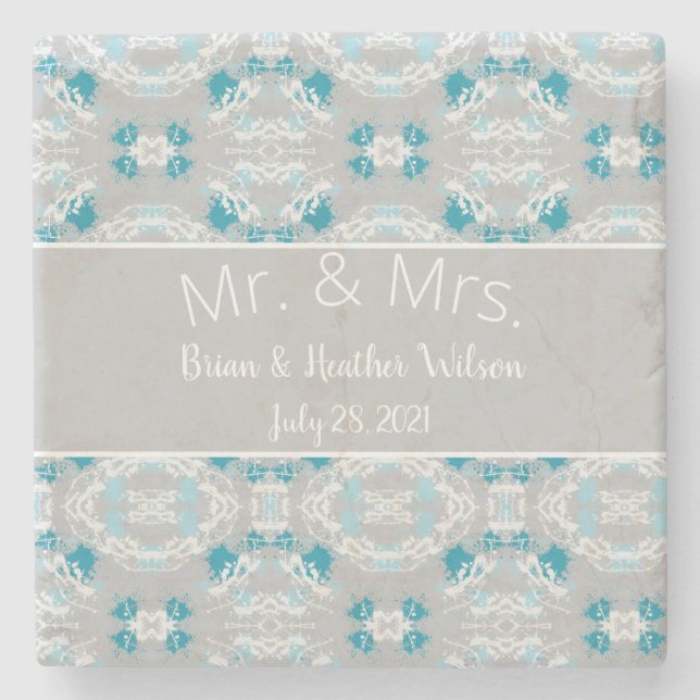 Stylish Paint Splash Keepsake Stone Coaster (Front)