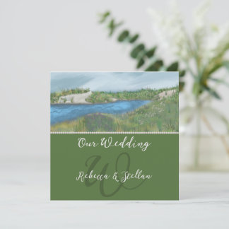 Stylish Painted Seaside Wedding Invitation