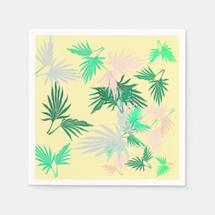 Stylish Pale Green Pink Palm Leaf Paper Napkin