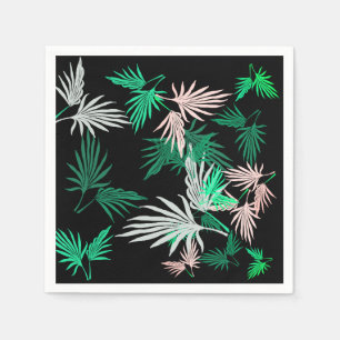 Stylish Pale Green Pink Palm Leaf Paper Napkin
