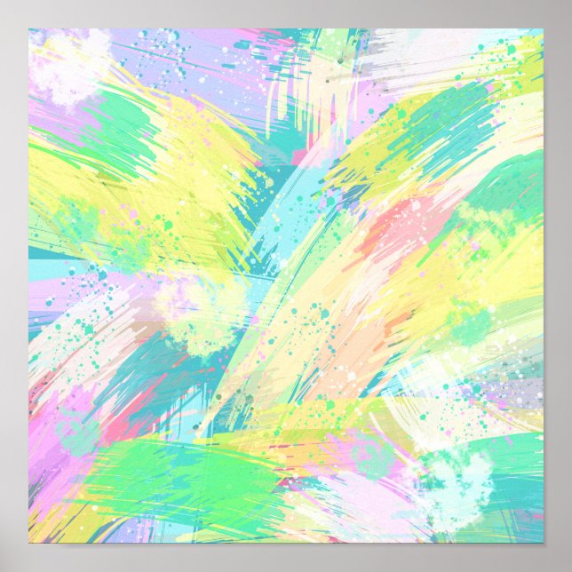 Stylish Pale Pastel Colours Abstract Art Poster (Front)