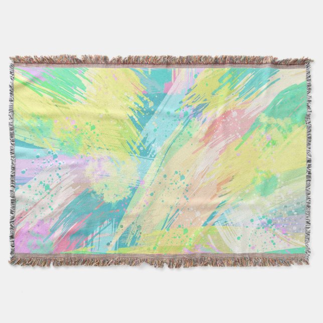 Stylish Pale Pastel Colours Abstract Art Throw Blanket (Front)