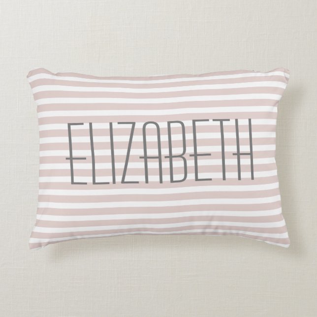 Stylish Pale Pink Custom Name Quote Decorative Cushion (Front)