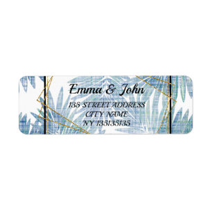 Stylish palm leaves personalised return address label