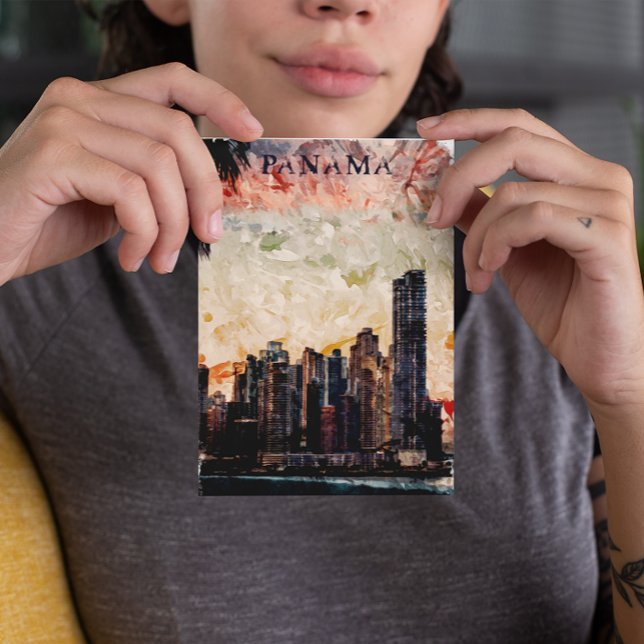 Stylish Panama City Cityscape Skyline Postcard (stunning panama postcard)