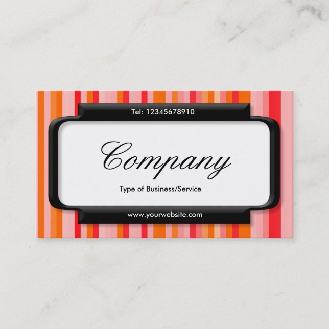 Stylish Panel (Script font) - Stripes 01 Business Card (Front)