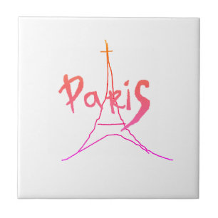 Stylish Paris Eifel Tower Drawing Sketch Ceramic Tile