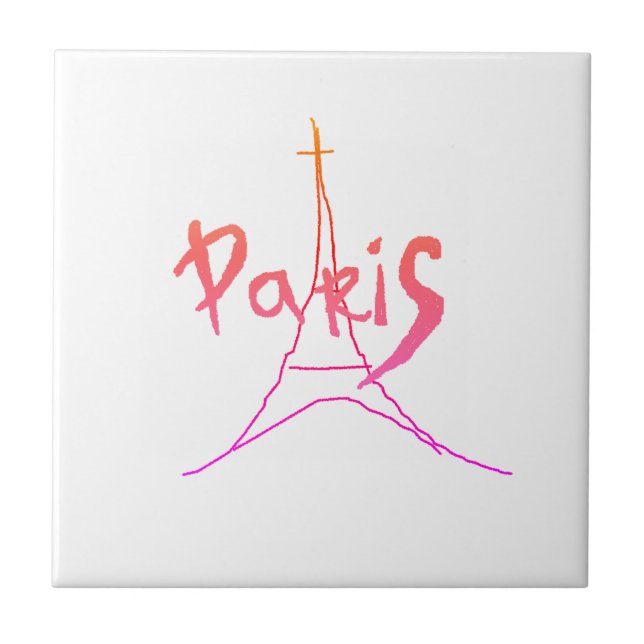 Stylish Paris Eifel Tower Drawing Sketch Ceramic Tile (Front)
