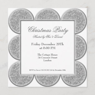Stylish Party Invitation Silver Glitter Frame