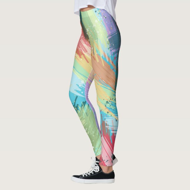Stylish Pastel Colours Abstract Art Leggings (Left)