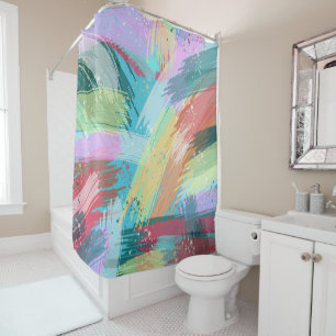 Stylish Pastel Colours Abstract Art Shower Curtain