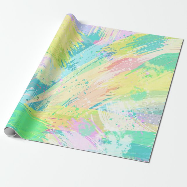 Stylish Pastel Colours Abstract Art Wrapping Paper (Unrolled)