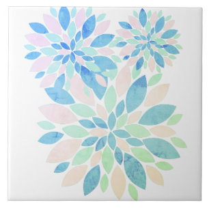 Stylish Pastel Colours Flower Petals Ceramic Tile