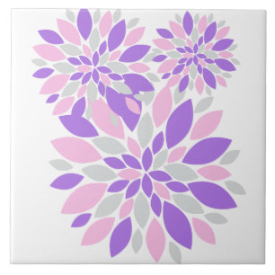 Stylish Pastel Colours Flower Purple Petals Ceramic Tile