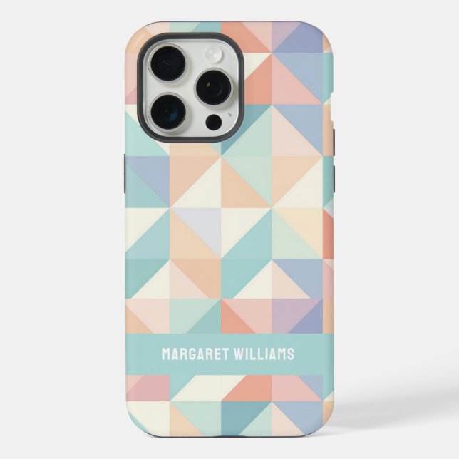 Stylish Pastel Colours Geometric Pattern Design iPhone Case (Back)