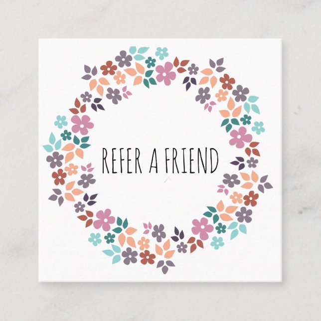 Stylish Pastel Floral Hair Stylist Flower Wreath Appointment Card (Front)