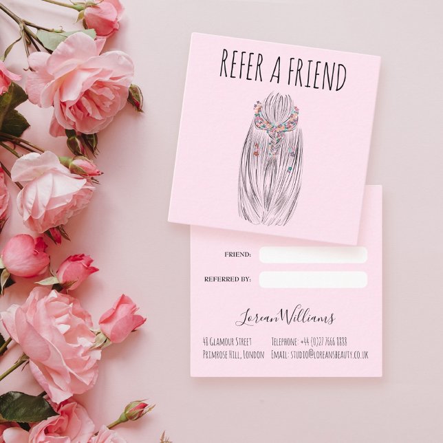 Stylish Pastel Hair Stylist Braid Hairstyle Flower Appointment Card (Creator Uploaded)