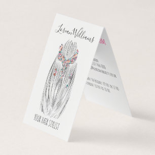 Stylish Pastel Hair Stylist Braid Hairstyle Flower Business Card