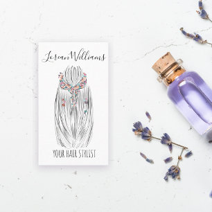 Stylish Pastel Hair Stylist Braid Hairstyle Flower Business Card