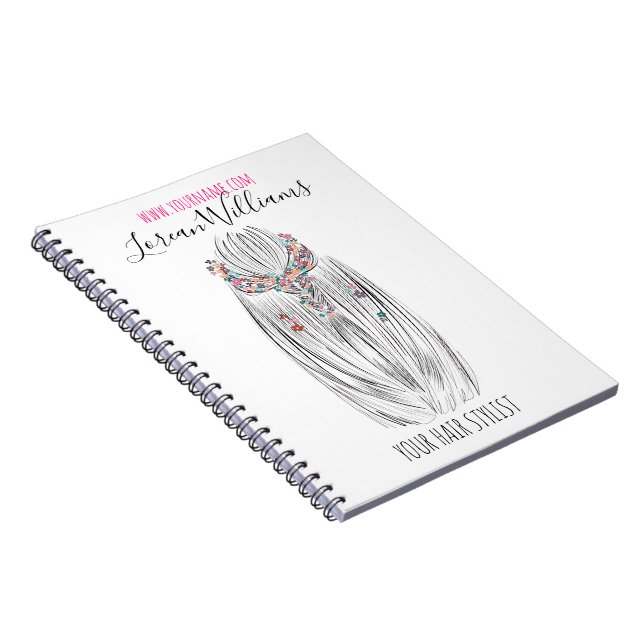 Stylish Pastel Hair Stylist Braid Hairstyle Flower Notebook (Right Side)