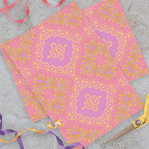 Stylish Pastel Pink Yellow Purple Boho Pattern Tissue Paper