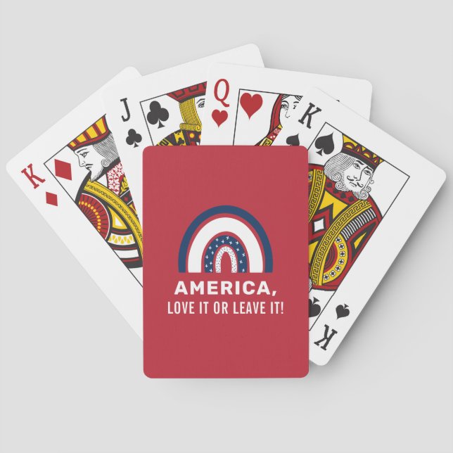 Stylish Patriotic American Rainbow USA 4th Of July Playing Cards (Back)