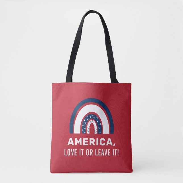 Stylish Patriotic American Rainbow USA 4th Of July Tote Bag (Front)