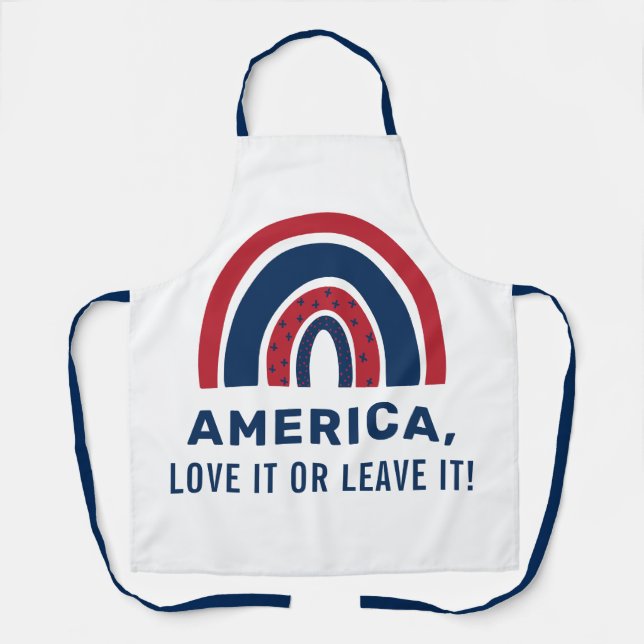 Stylish Patriotic USA American Rainbow 4th Of July Apron (Front)