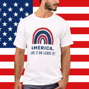 Stylish Patriotic USA American Rainbow 4th Of July T-Shirt