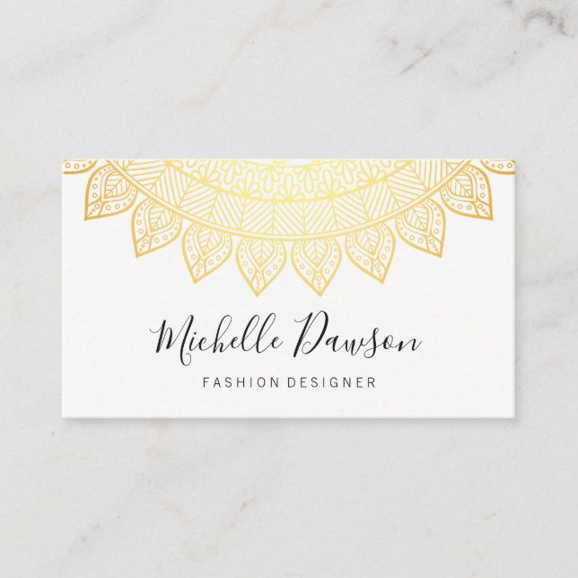 Stylish Pattern (Gold) Business Card (Front)